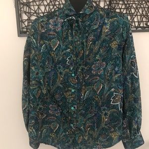 Vintage 1980s High Collar Blouse